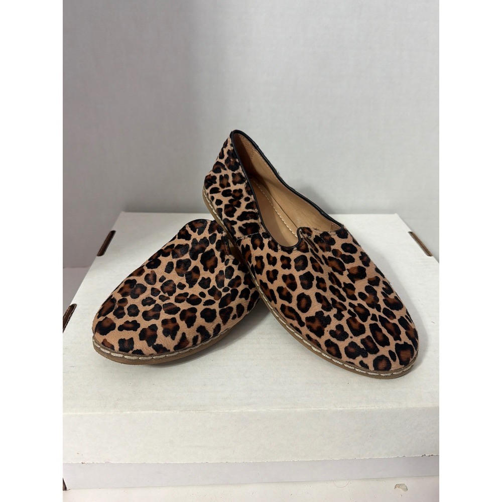 Charix Leopard Print Calf Hair Artisan Loafers Istanbul Handmade Shoes Size 43
